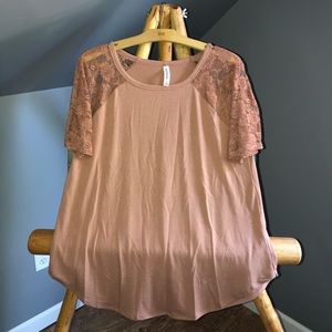 Tan lace sleeve shirt